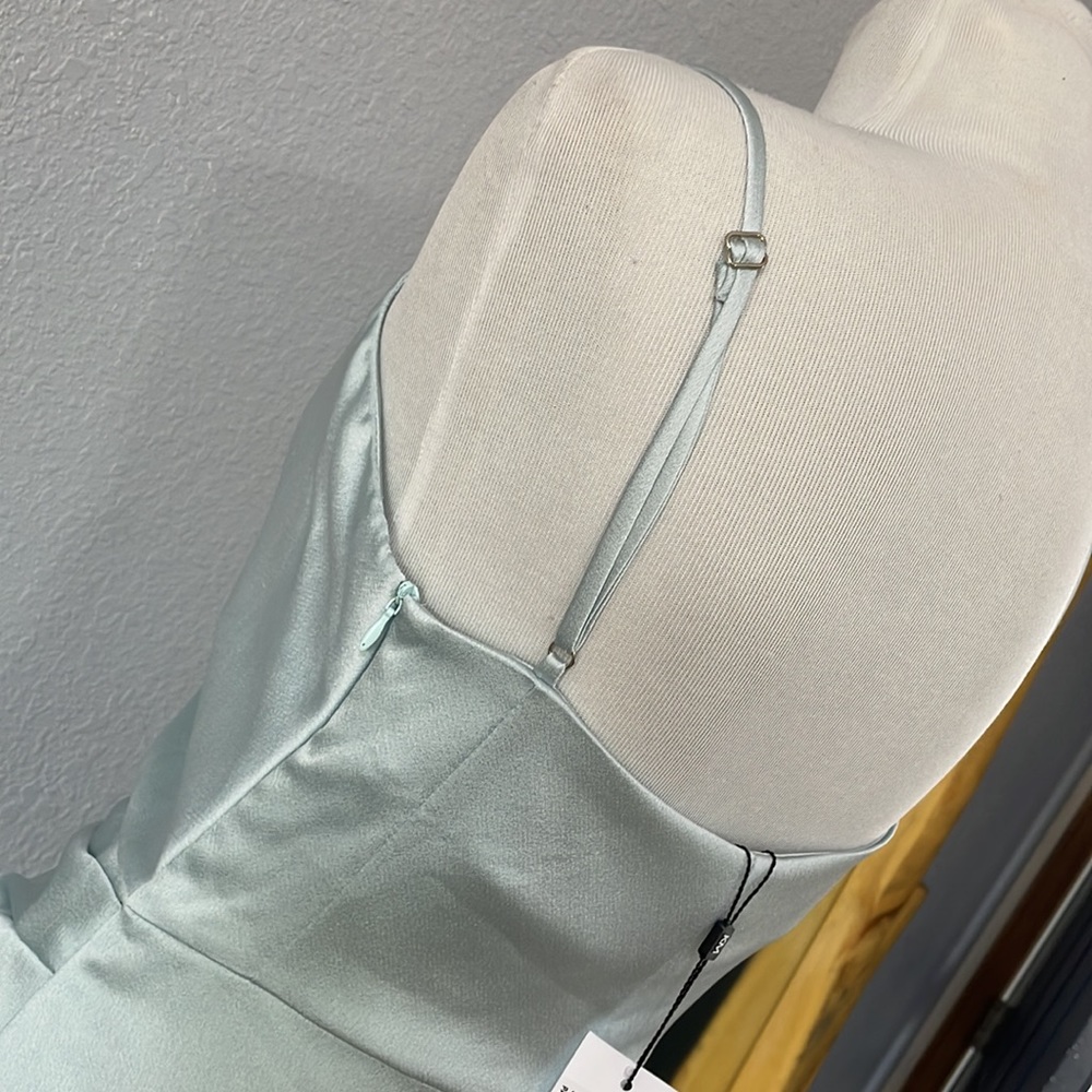New Keren Millen Satin Crepe Cowl Neck Feather Cami Dress Sz 4 - Picture 13 of 15